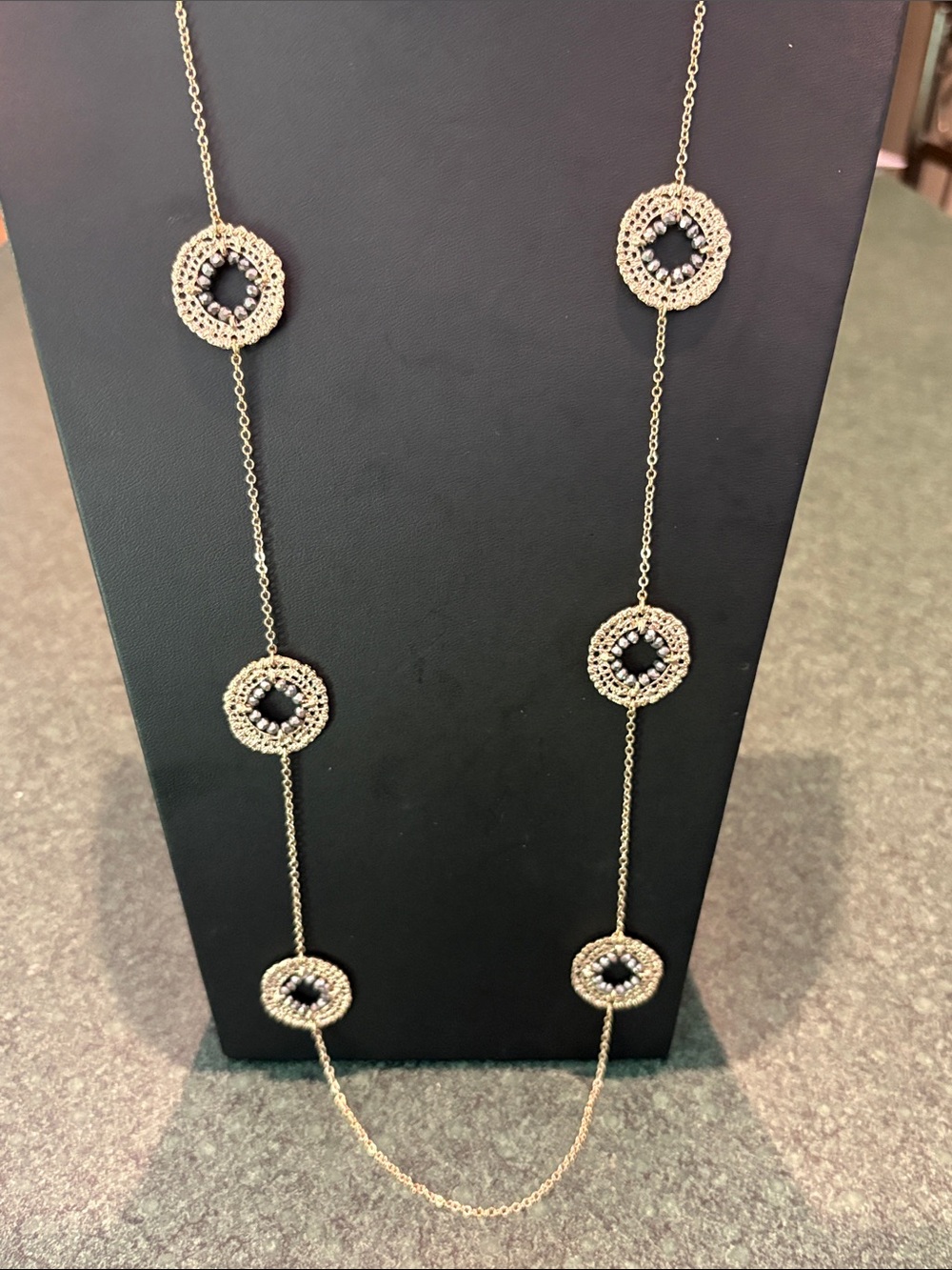 Filigree medallion & crystal bead necklace
